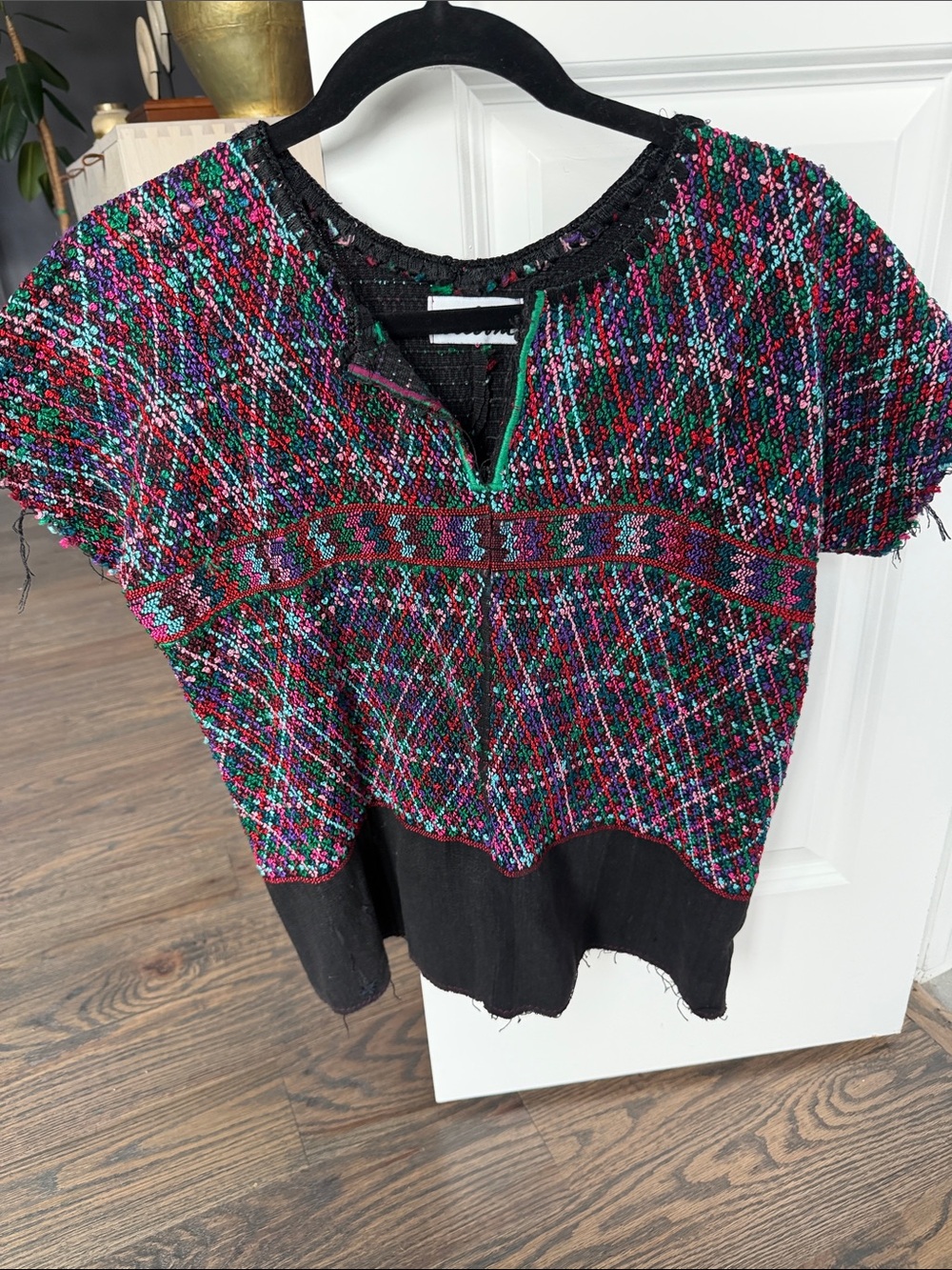 Arloom Multicolor Handwoven Short Sleeve Tunic - Black Base